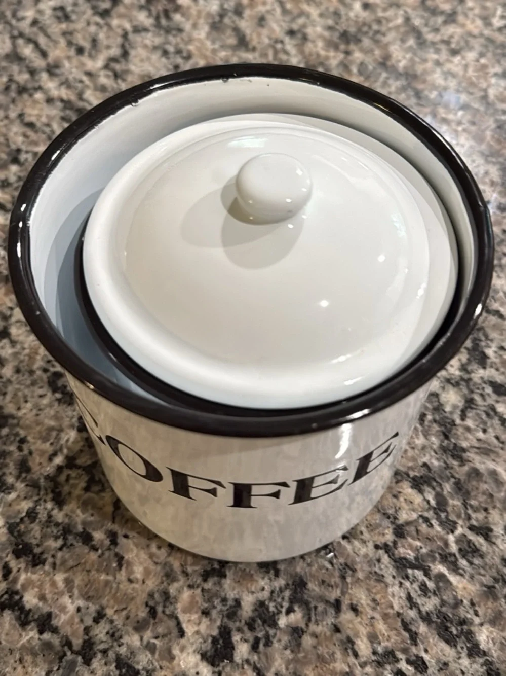 Classic White Enamel Coffee, Tea & Sugar Canister Set
